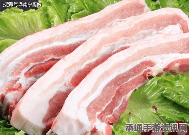 五花之肉，肥瘦匀称，口感恰到好处，笔触之下尽显妙绝